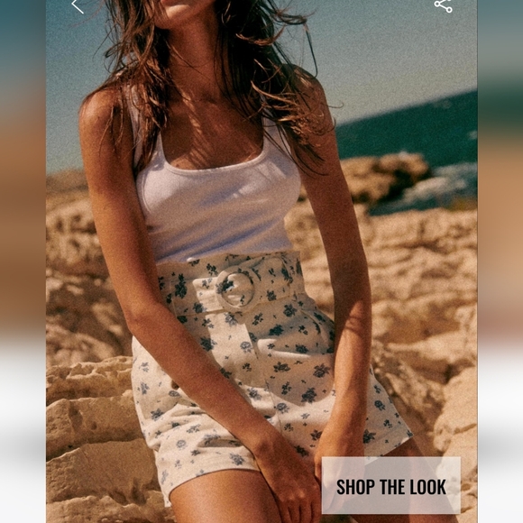 Sezane Deia 100% Organic Cotton High Waisted Floral Short - Picture 1 of 6